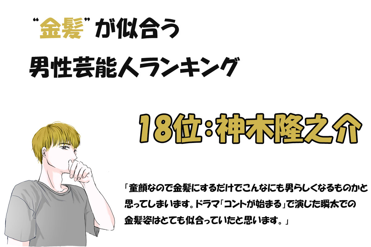 金髪が似合う男性芸能人ランキング