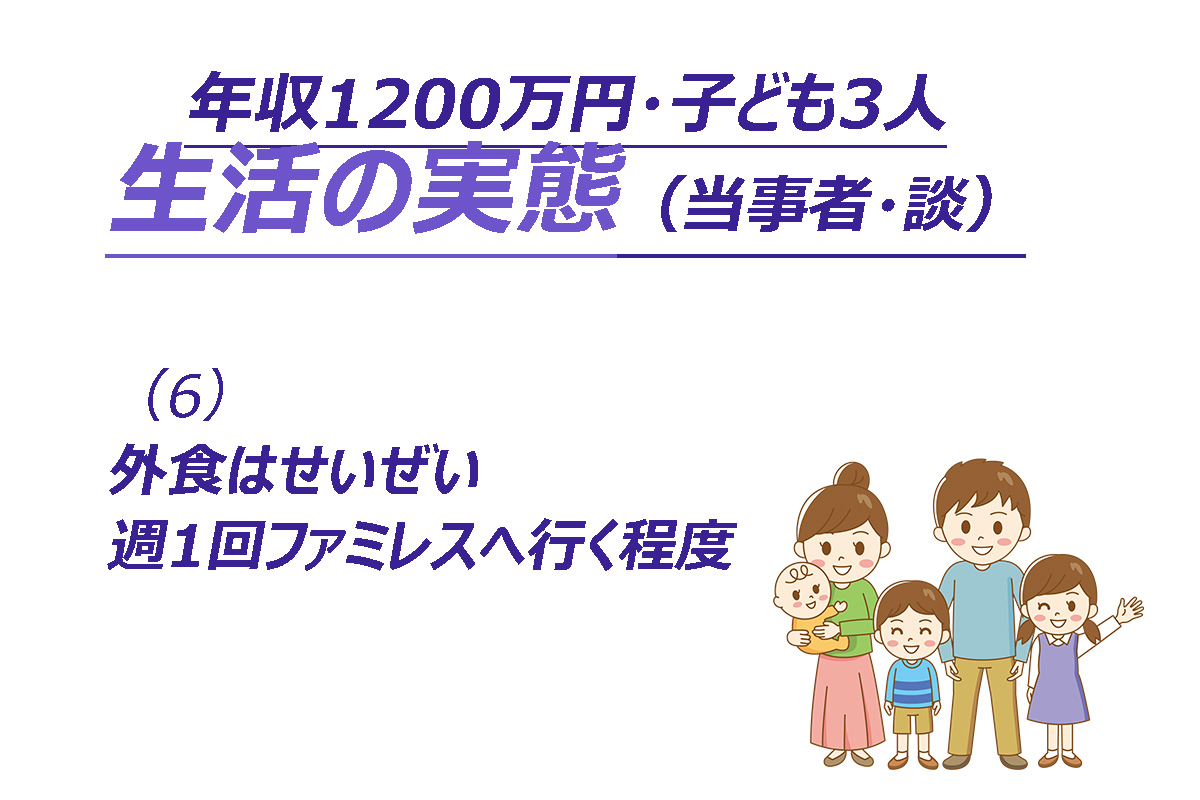 世帯年収1200万円・子ども3人の生活実態とは（Xでの投稿から引用）