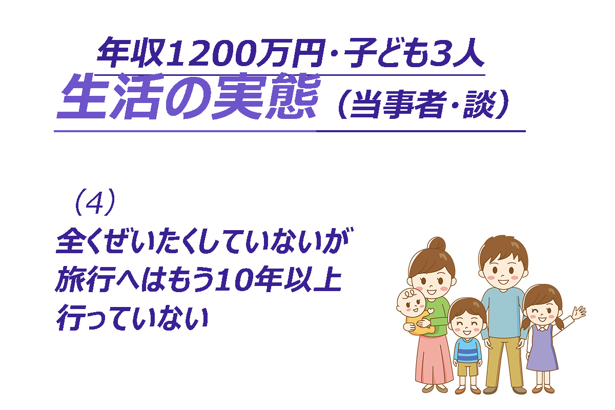 世帯年収1200万円・子ども3人の生活実態とは（Xでの投稿から引用）